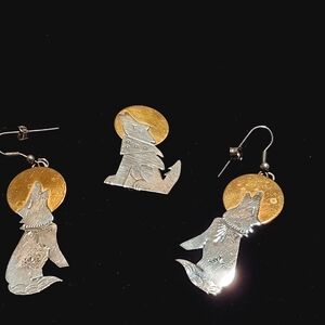 3 piece earrings and brooch